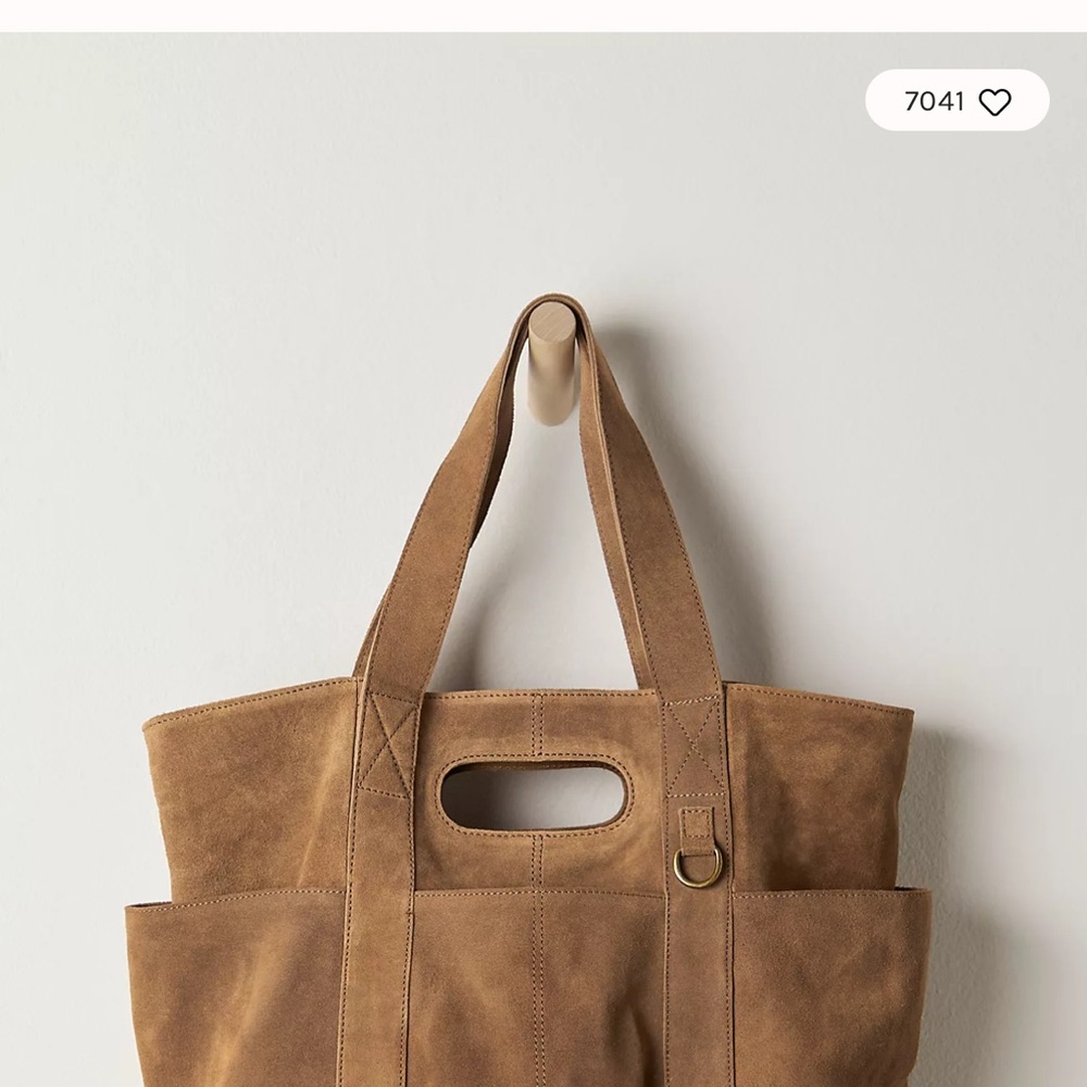 Elegant Suede Tote Bag - Brown - Picture 3 of 6
